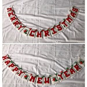 Vtg Handmade Merry Christmas Happy New Year Banner